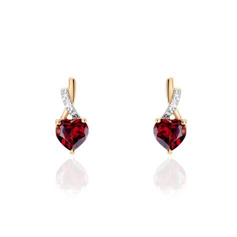 Boucles D'oreilles Puces Or Rose Clothilde Rhodolite - Clous d'oreilles Femme | Histoire d’Or