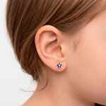 Boucles D'oreilles Puces Fleur Email Or Jaune - Clous d'oreilles Enfant | Histoire d&rsquo;Or