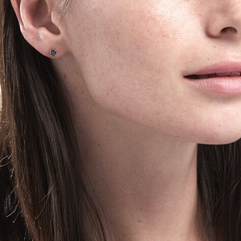 Boucles D'oreilles Puces Elea Or Jaune Topaze Bleu London - Clous d'oreilles Femme | Histoire d’Or