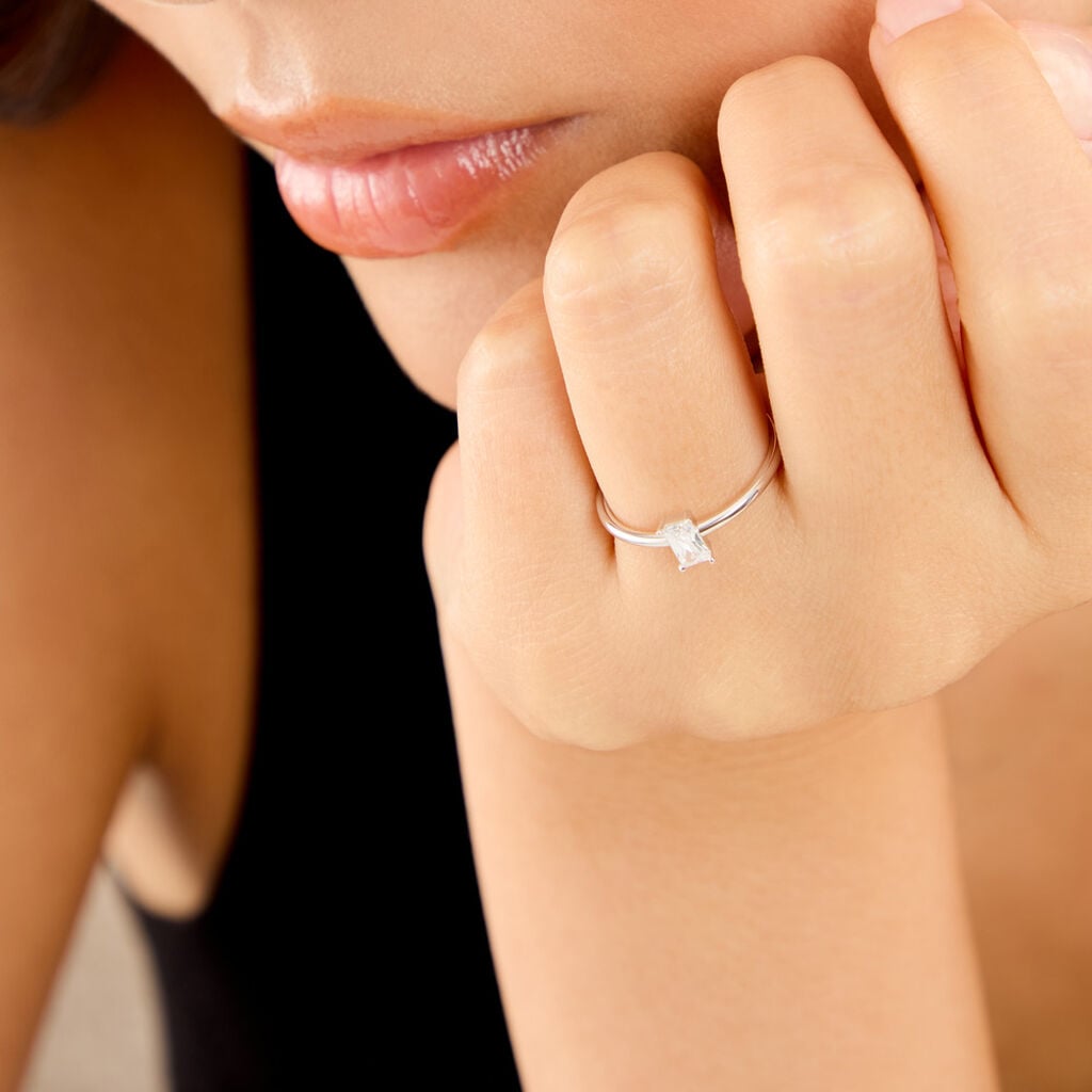 Bague Facettes Argent Blanc Oxyde De Zirconium - Solitaires classiques Femme | Histoire d&rsquo;Or