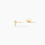 Boucles D'Oreilles Puces Laurits Or Jaune Oxyde De Zirconium - Boucles d'oreilles 18 carats Unisex | Histoire d&rsquo;Or