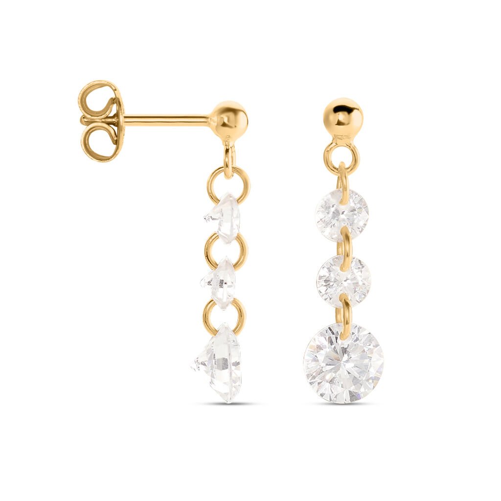 Boucles D'oreilles Pendantes Chalice Plaqué Or Jaune Oxyde Zirconium - Boucles d'oreilles fantaisie Femme | Histoire d’Or