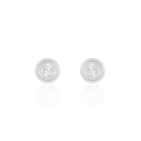 Boucles D'oreilles Puces Eden Serti Pneu Or Blanc Oxyde De Zirconium - Clous d'oreilles Femme | Histoire d’Or