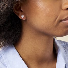 Boucles D'oreilles Puces Rosalie Or Blanc Oxyde De Zirconium - Clous d'oreilles Femme | Histoire d’Or
