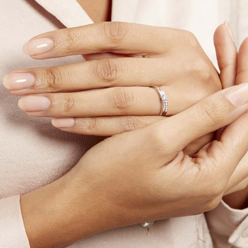 Bague Solitaire Maella Argent Blanc Oxyde De Zirconium - Bagues solitaires Femme | Histoire d’Or