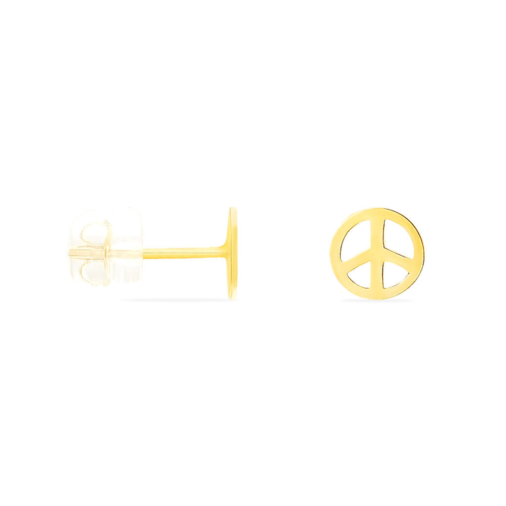 Boucles D'oreilles Puces Bilal Peace Or Jaune - Clous d'oreilles Femme | Histoire d&rsquo;Or