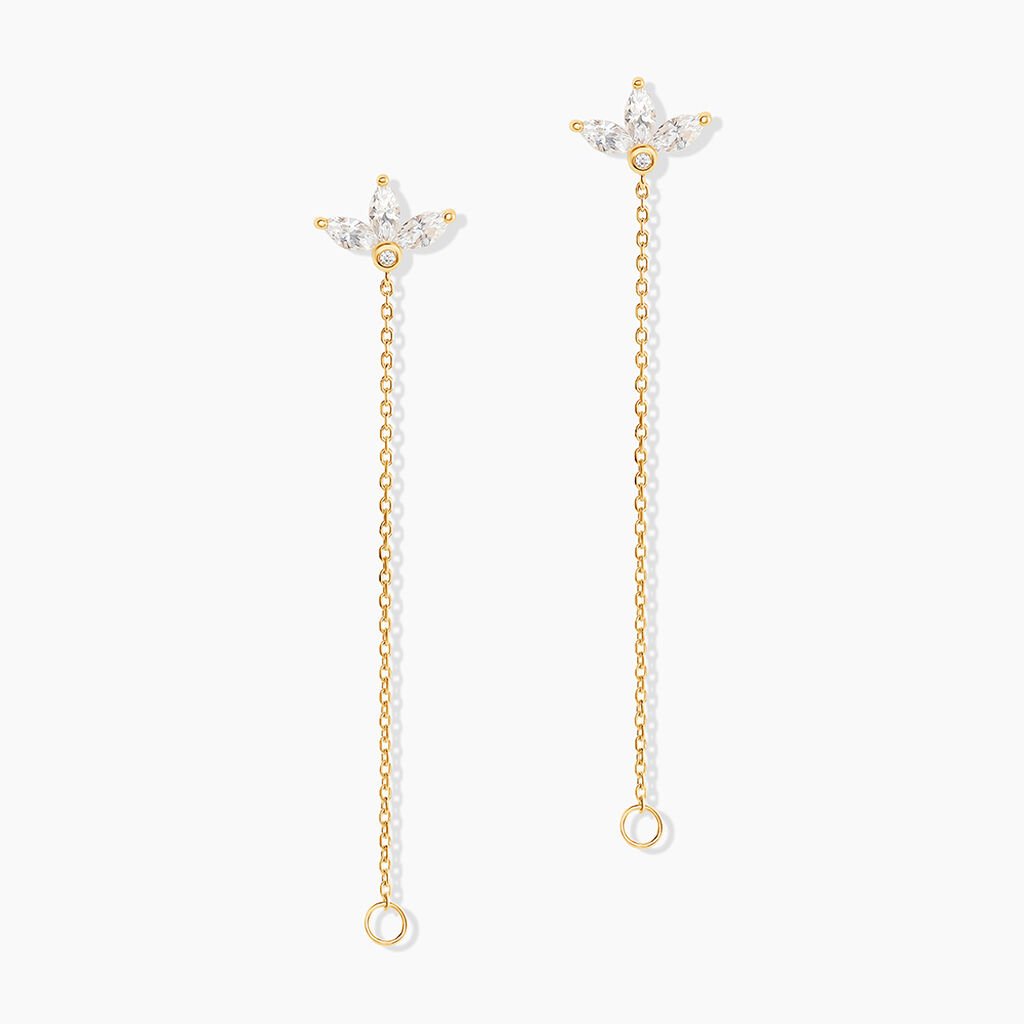 Boucles D'oreilles Pendantes Tiara Or Jaune Oxyde De Zirconium - Boucles d'oreilles pendantes Femme | Histoire d’Or