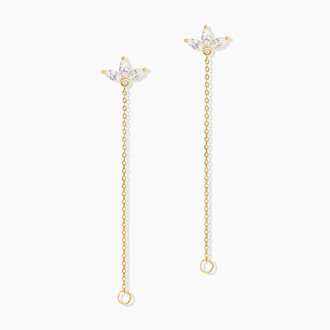 Boucles D'oreilles Pendantes Tiara Or Jaune Oxyde De Zirconium - Boucles d'oreilles pendantes Femme | Histoire d’Or