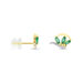 Boucles D'oreilles Puces Or Bicolore Caetlin Emeraude Diamant - Clous d'oreilles Femme | Histoire d’Or