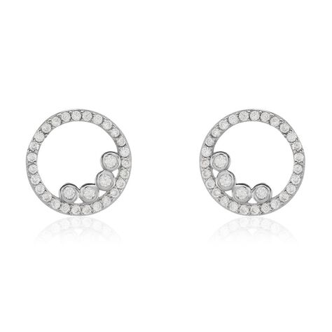 Boucles D'oreilles Puces Argent Blanc Ursine Oxydes De Zirconium - Boucles d'oreilles fantaisie Femme | Histoire d&rsquo;Or