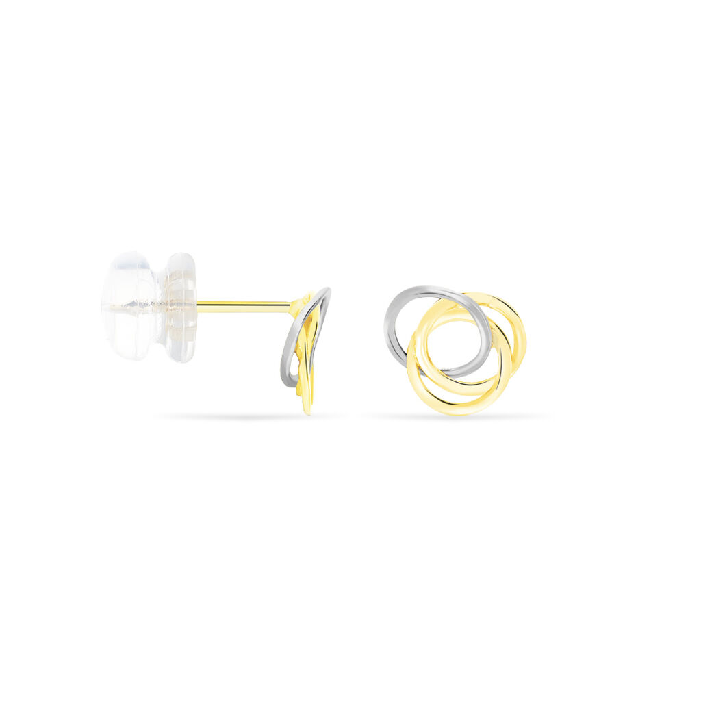 Boucles D'oreilles Puces Edmee Cercle Or Bicolore - Clous d'oreilles Femme | Histoire d’Or
