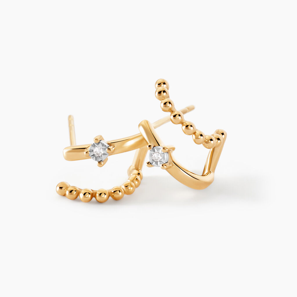 Boucles D'oreilles Pearly Effect Or Jaune Diamant - Boucles d'oreilles créoles Femme | Histoire d’Or
