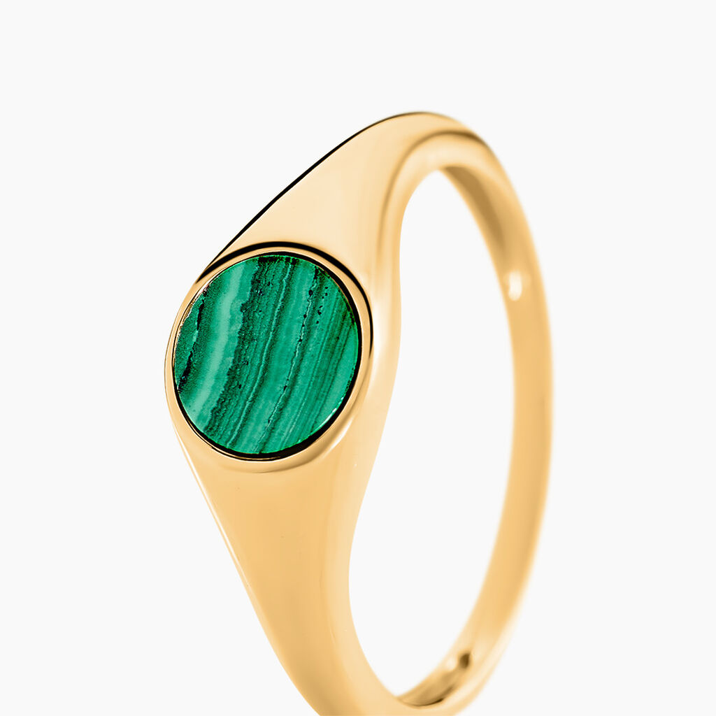 Chevalière Kenith Or Jaune Malachite - Bagues solitaires Famille | Histoire d’Or