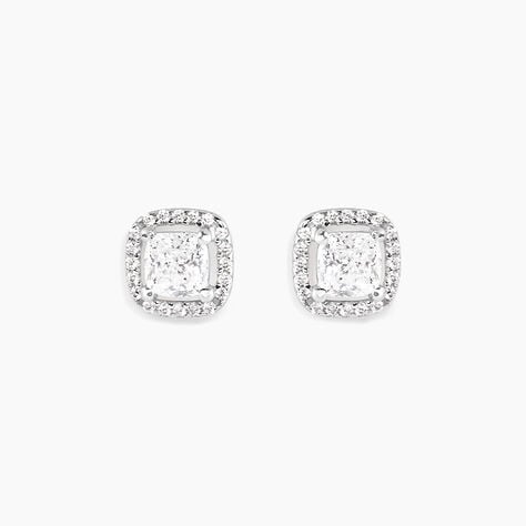 Boucles D'oreilles Puces Adrienne Or Blanc Oxyde De Zirconium - Clous d'oreilles Femme | Histoire d&rsquo;Or