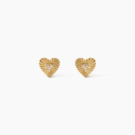 Boucles D'Oreilles Puces Pearl Argent Dor&eacute; A L'Or 750/1000 Oxyde De Zirconium - Boucles d'oreilles fantaisie Femme | Histoire d&rsquo;Or