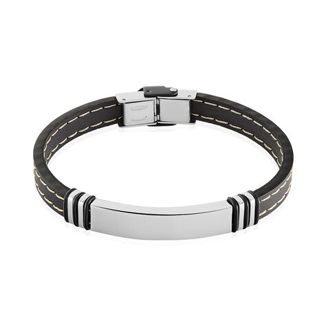 Bracelet Acier Blanc Gerard Caoutchouc Noir - Bracelets Homme | Histoire d’Or