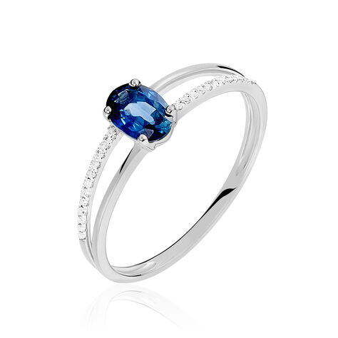 Bague Alyse Or Blanc Saphir Et Diamant - Bagues solitaires Femme | Histoire d&rsquo;Or