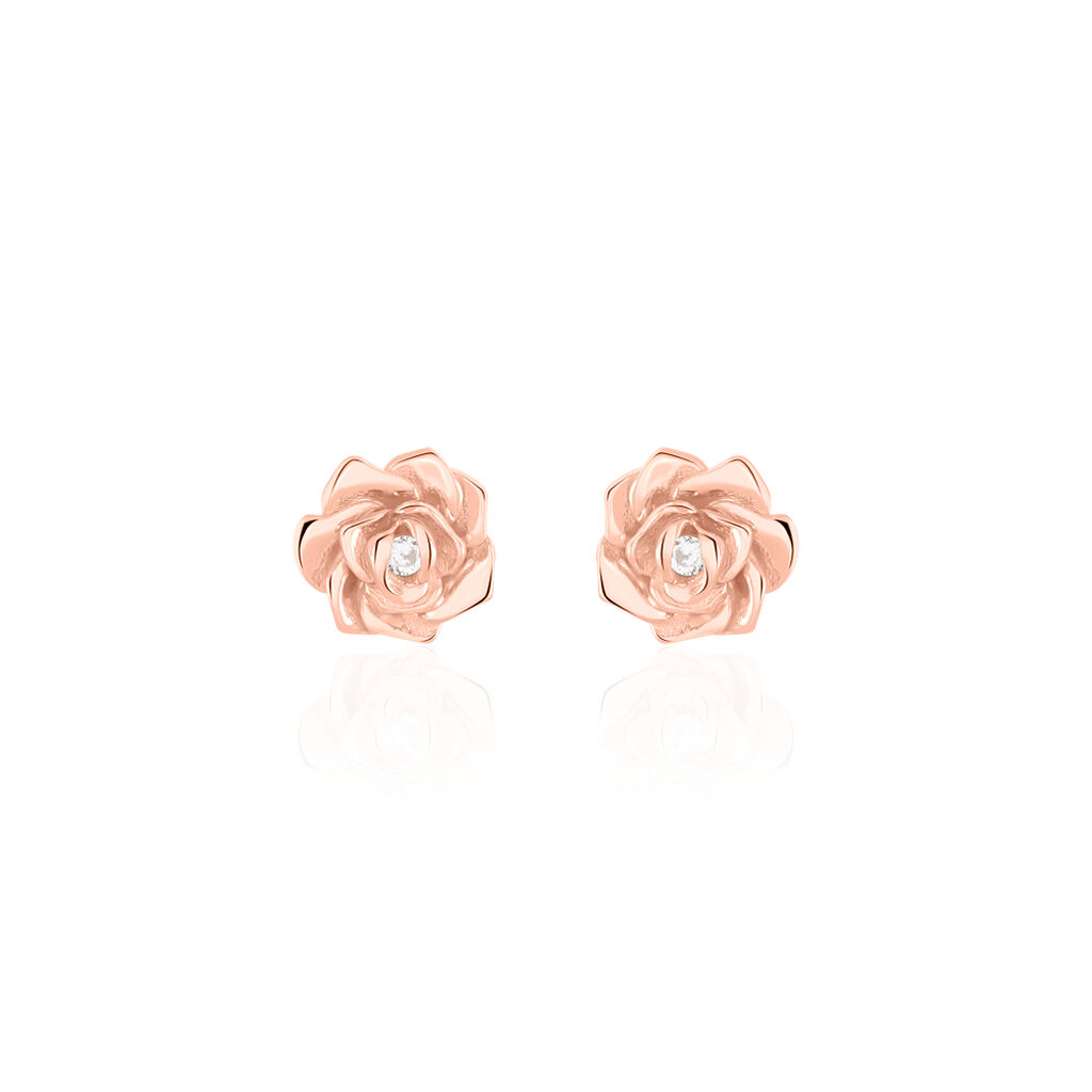 Boucles d'oreilles puce fleur et anneau strié - Doré or fin 24K/Nacre -  Léonie & France