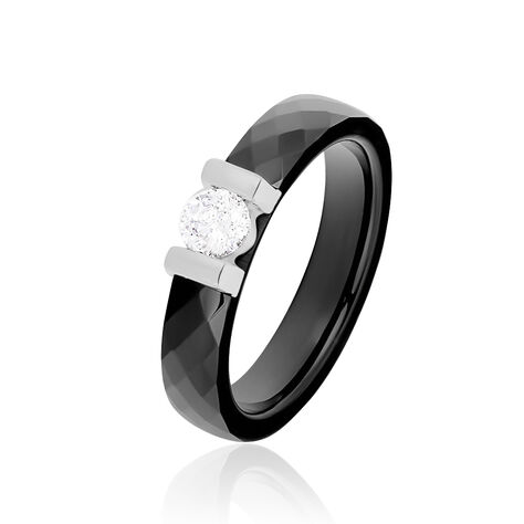 Bague Solitaire Ceramik Design Argent  Oxyde De Zirconium Et Céramique - Bagues solitaires Femme | Histoire d’Or