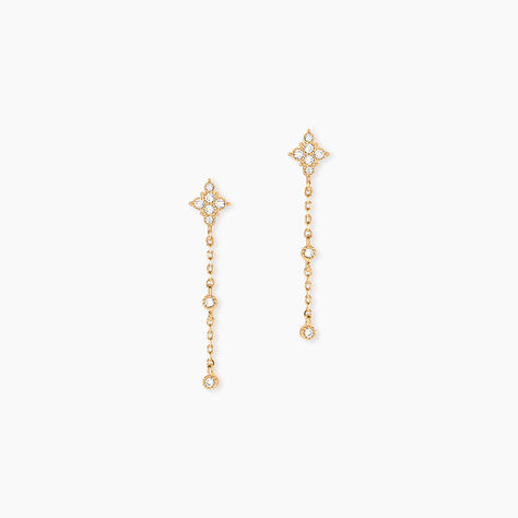 Boucles D'Oreilles Pendantes Dainty Plaqu&eacute; Or Jaune Oxyde De Zirconium - Boucles d'oreilles fantaisie Femme | Histoire d&rsquo;Or
