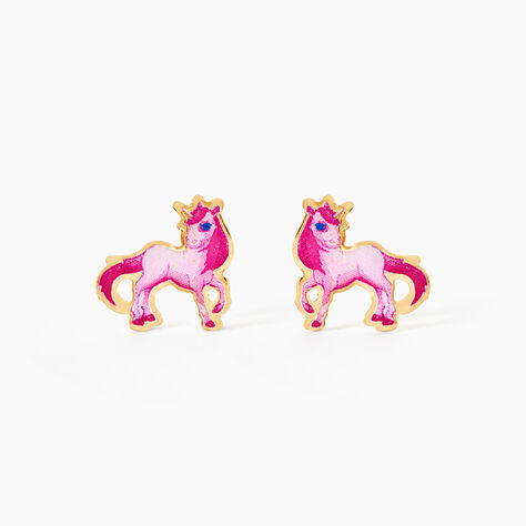 Boucles D'oreilles Puces Fantasila Cheval Or Jaune - Clous d'oreilles Enfant | Histoire d&rsquo;Or