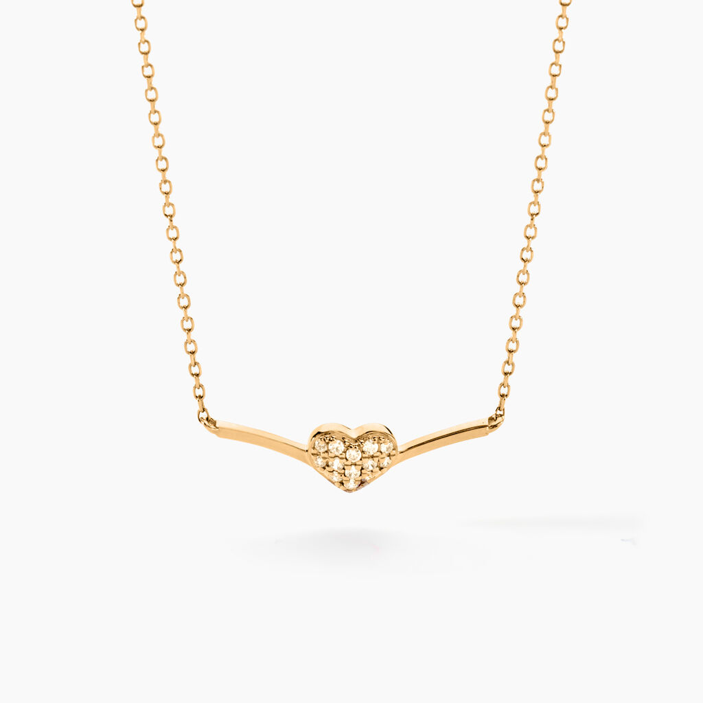 Collier Eclat D'amour Or Jaune Oxyde De Zirconium - Colliers Femme | Histoire d&rsquo;Or