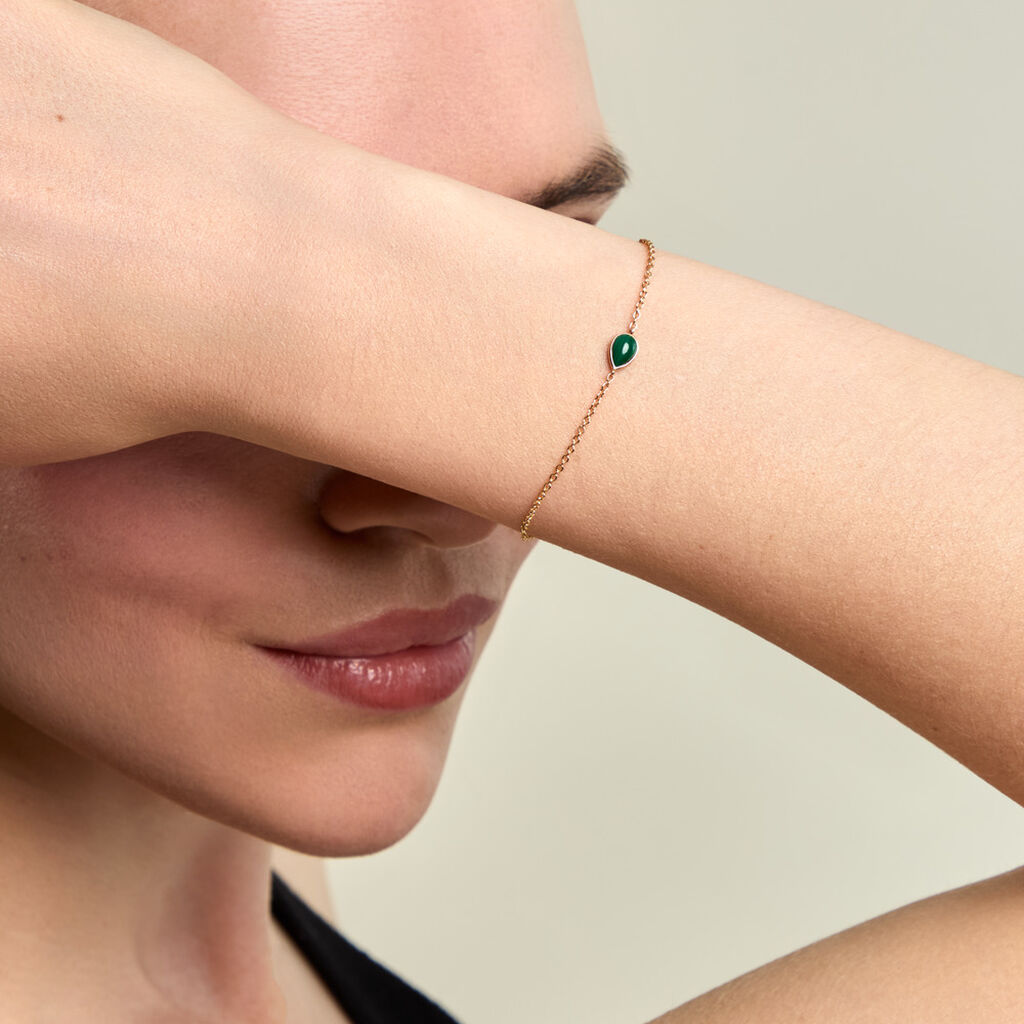 Bracelet Ondee Argent Dor&eacute; A L'Or 750/1000 Malachite - Bracelets Femme | Histoire d&rsquo;Or