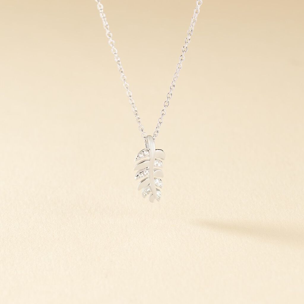 Collier Argent Jade Feuille Oxyde - Colliers fantaisie Femme | Histoire d&rsquo;Or