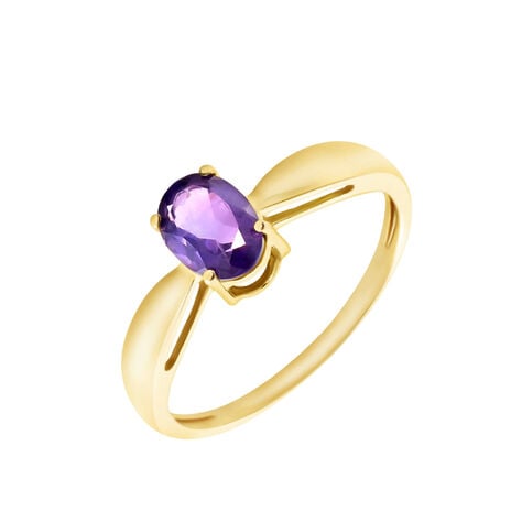 Bague Solitaire Arzula Or Jaune Amethyste - Bagues solitaires Femme | Histoire d&rsquo;Or