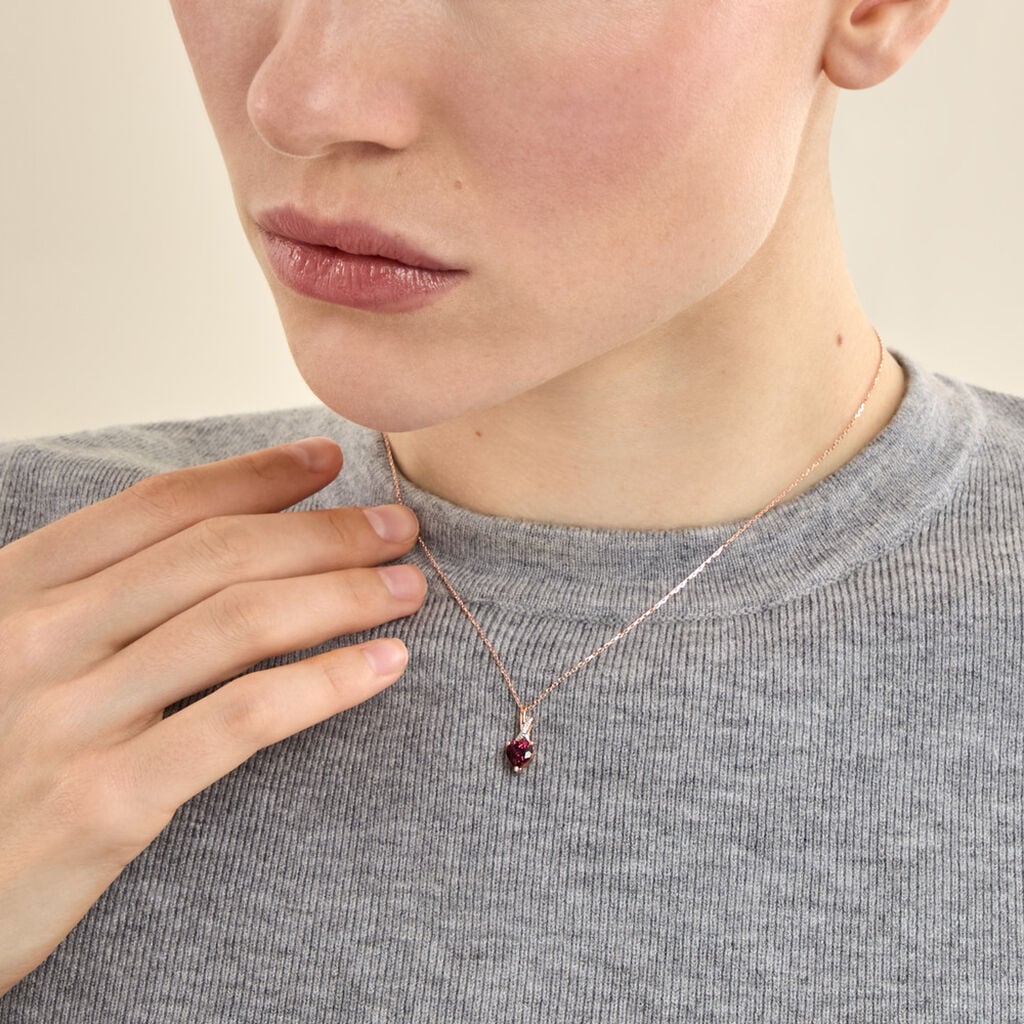 Collier Or Rose Clothilde Rhodolite - Anniversaire Femme | Histoire d&rsquo;Or