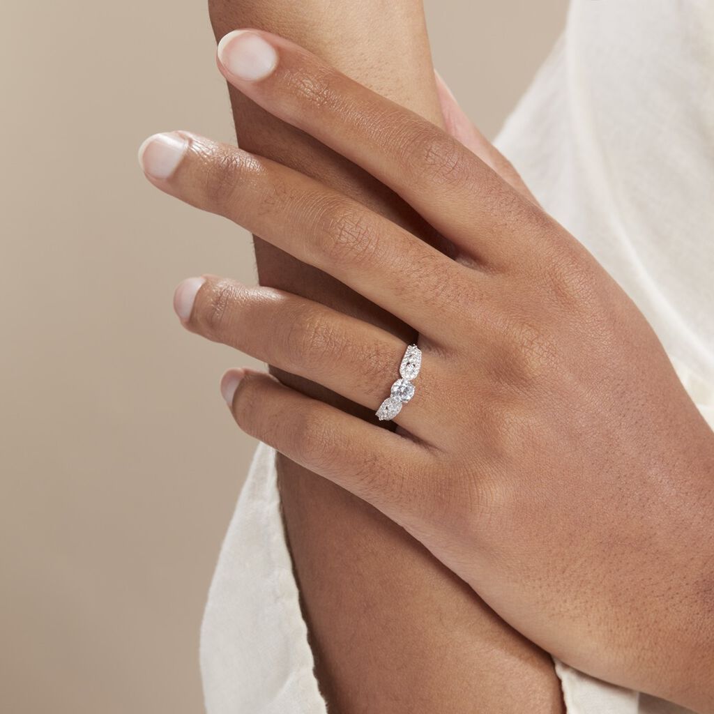 Bague Solitaire Sarah Or Blanc Oxyde De Zirconium - Bagues solitaires Femme | Histoire d’Or