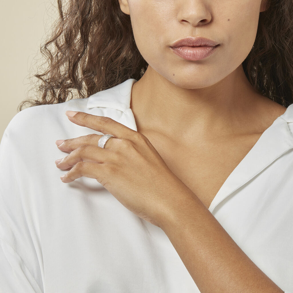 Bague Jonc Kamille Argent Blanc Oxyde De Zirconium - Bagues avec pierre Femme | Histoire d’Or