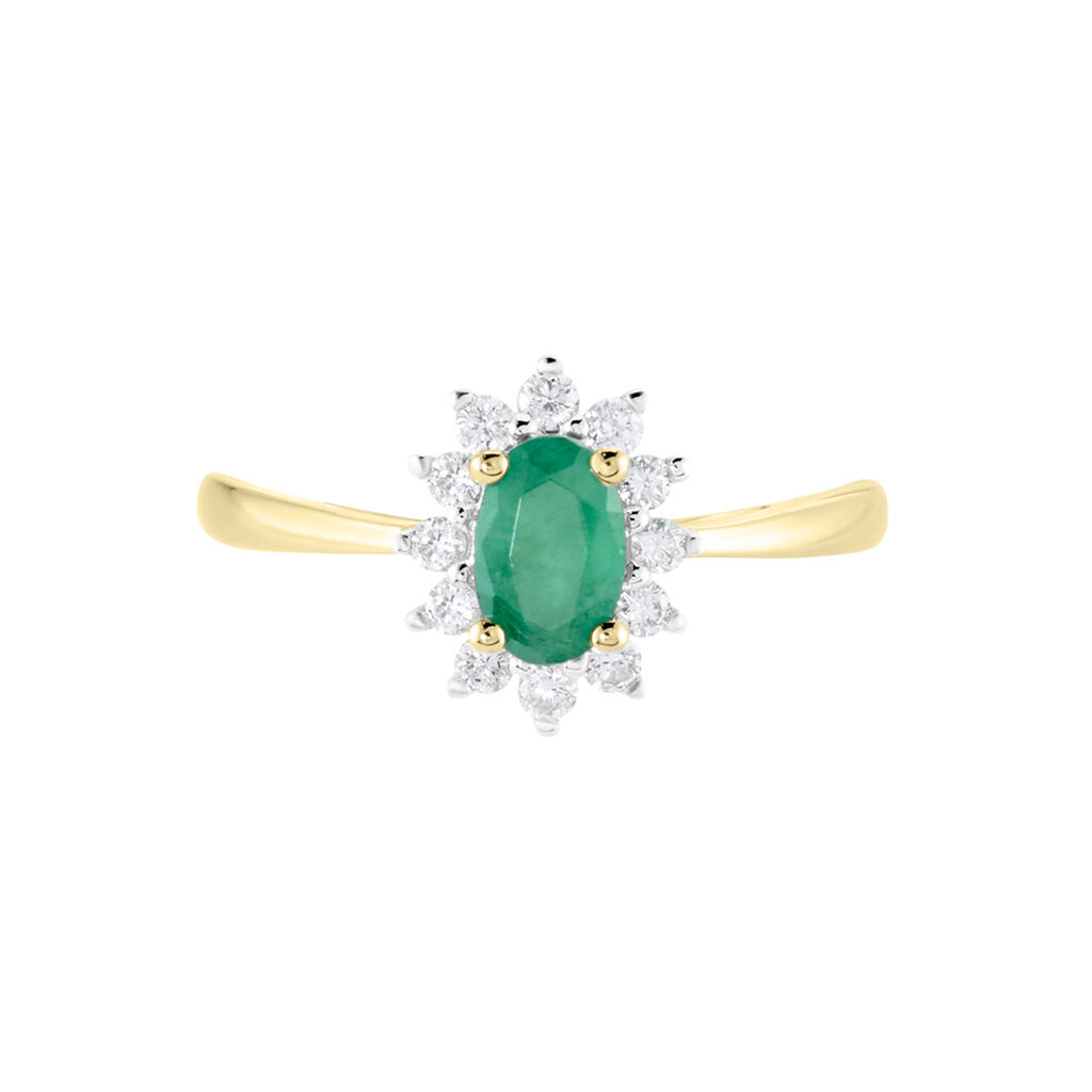Bague Or Jaune Vladimir  Emeraude Diamants - Bagues solitaires Femme | Histoire d’Or