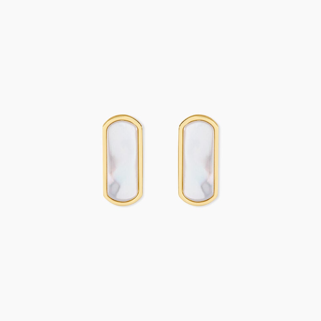 Boucles D'Oreilles Puces Jazz Acier Jaune Nacre - Boucles d'oreilles fantaisie Femme | Histoire d&rsquo;Or