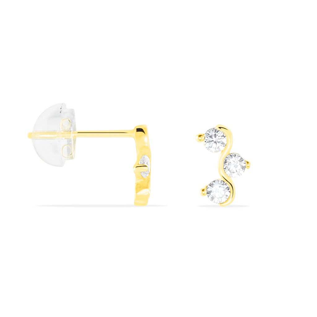 Boucles D'oreilles Puces Mureille Or Jaune Oxyde De Zirconium - Clous d'oreilles Femme | Histoire d’Or