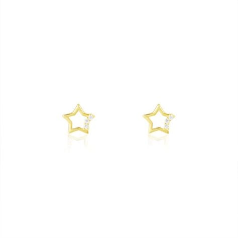Boucles D'oreilles Puces Camomille Or Jaune Oxyde De Zirconium - Clous d'oreilles Enfant | Histoire d&rsquo;Or