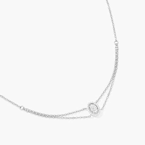 Collier Baroque Party Argent Blanc Oxyde De Zirconium - Ras de cou Femme | Histoire d&rsquo;Or