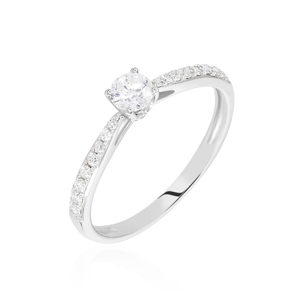 Bague Solitaire Laetitia Or Blanc Diamant - Bagues solitaires Femme | Histoire d’Or