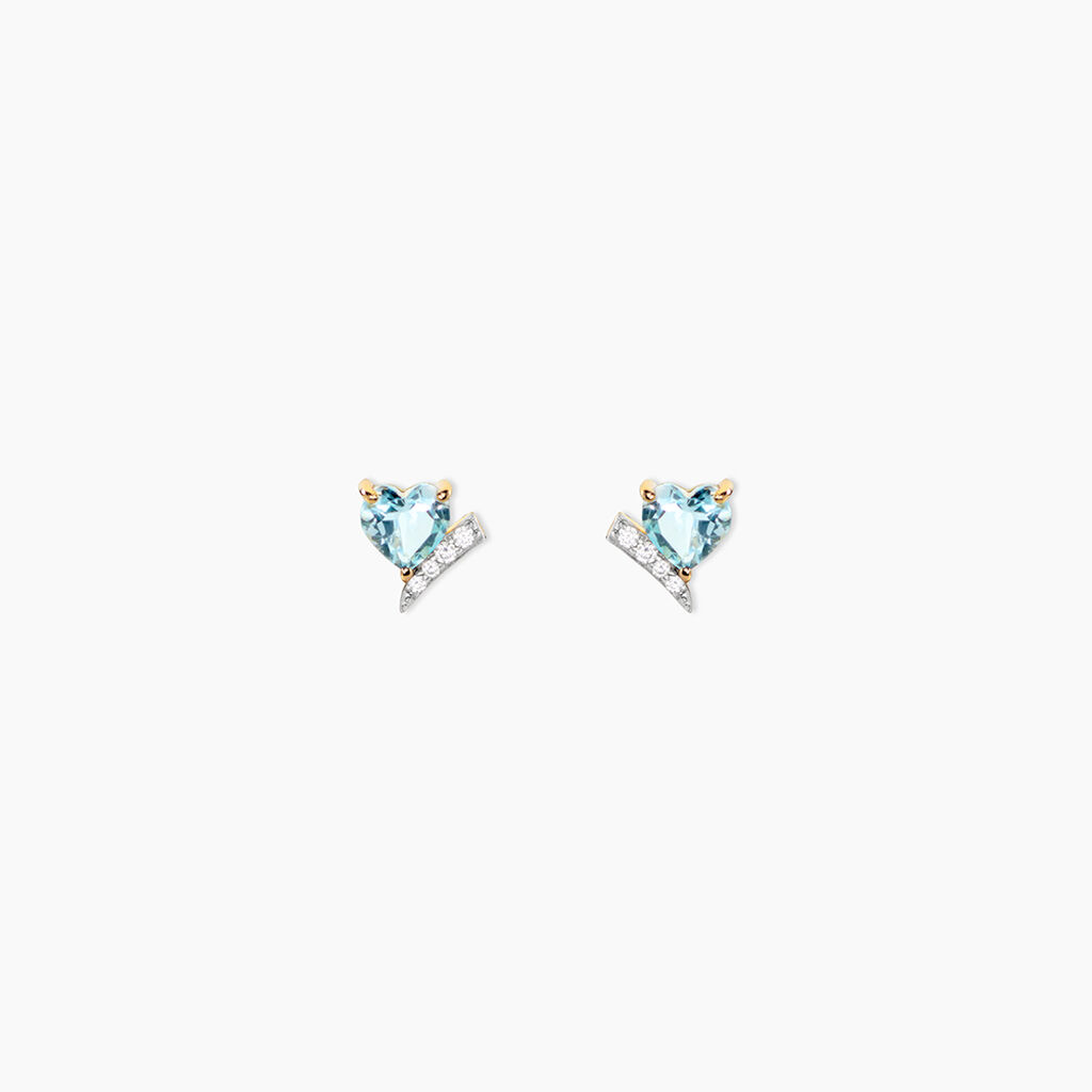 Boucles D'Oreilles Puces Eva Argent Dor&eacute; A L'Or 750/1000 Topaze Oxyde De Zirconium - Clous d'oreilles Femme | Histoire d&rsquo;Or