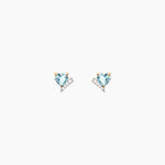 Boucles D'Oreilles Puces Eva Argent Dor&eacute; A L'Or 750/1000 Topaze Oxyde De Zirconium - Clous d'oreilles Femme | Histoire d&rsquo;Or