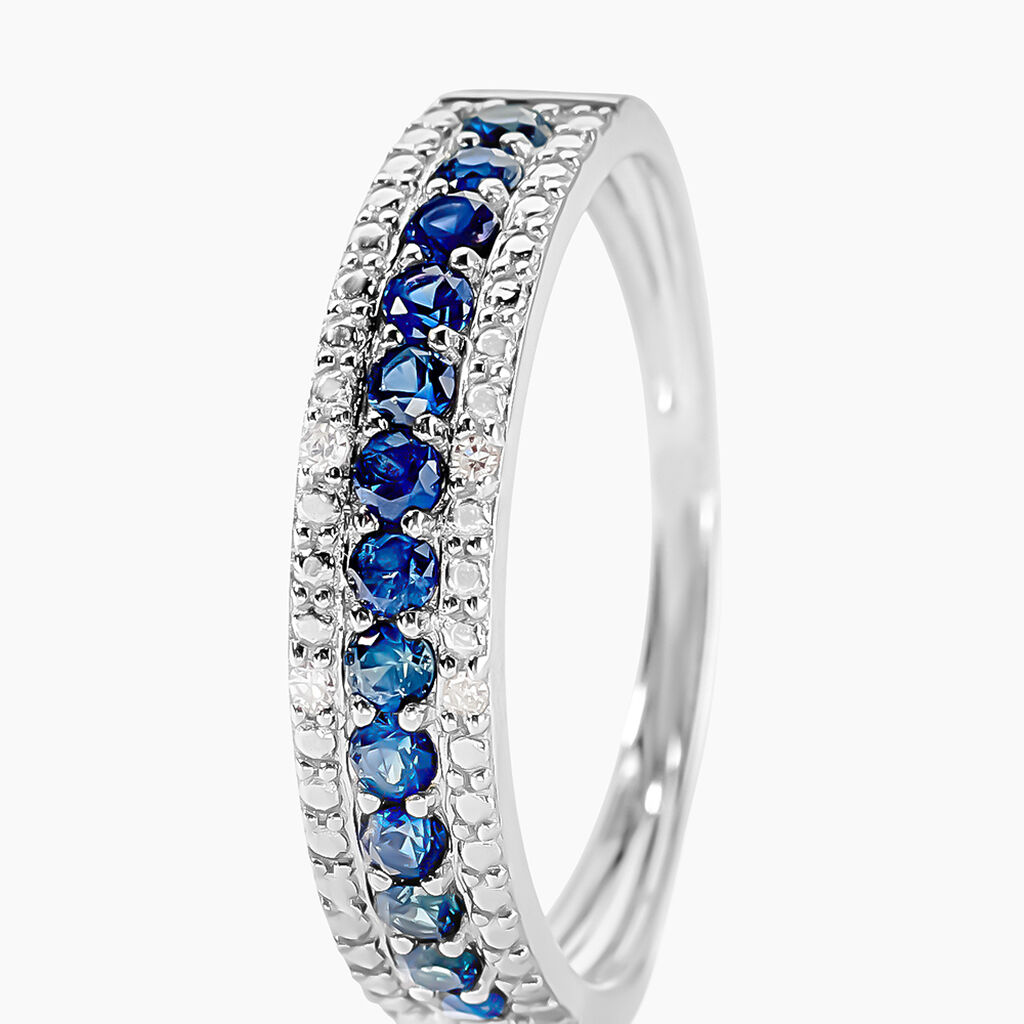 Bague Amias Or Blanc Diamant Saphir - Bagues avec pierre Femme | Histoire d&rsquo;Or