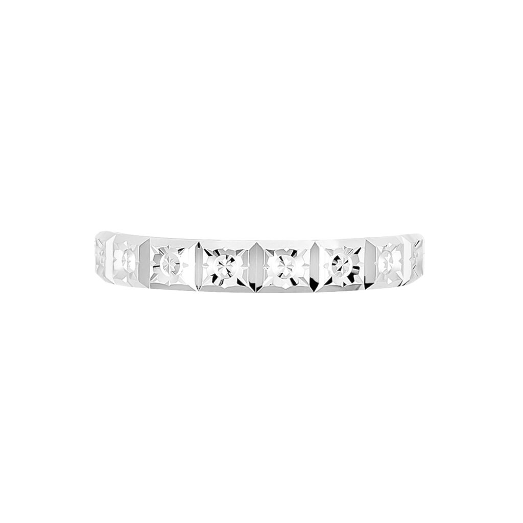 Alliance Marya Carree Diamantee Ruban Plat Or Blanc - Alliances Unisex | Histoire d&rsquo;Or