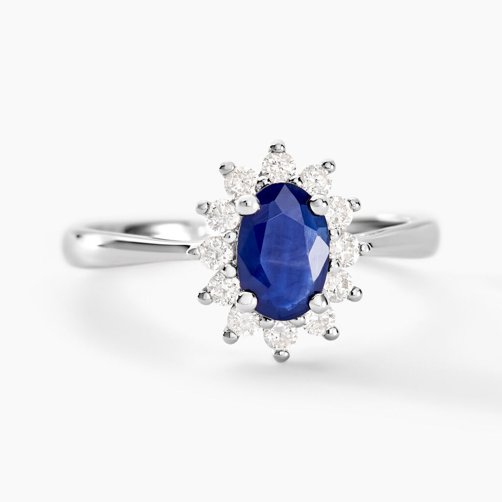 Bague Or Blanc Saphir Diamants - Bagues solitaires Femme | Histoire d’Or
