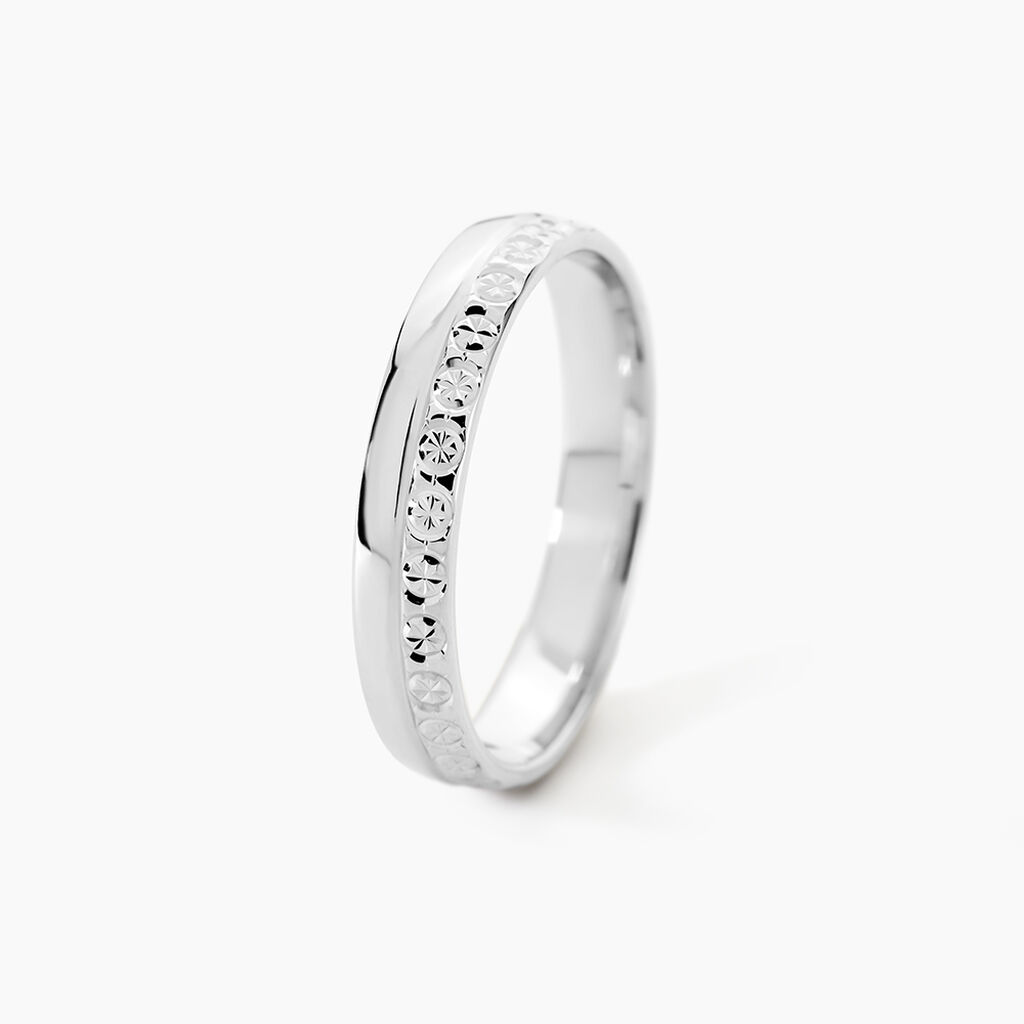 Alliance Fantaisie Diamantee Ruban Plat Or Blanc - Alliances Unisex | Histoire d&rsquo;Or
