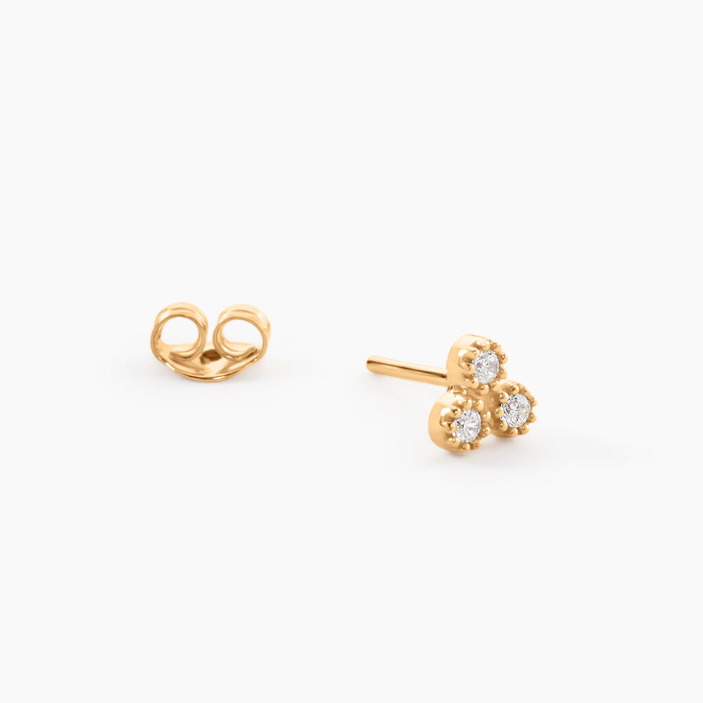Boucles D'Oreilles Puces La&iuml;la Plaqu&eacute; Or Jaune Oxyde De Zirconium - Boucles d'oreilles fantaisie Femme | Histoire d&rsquo;Or