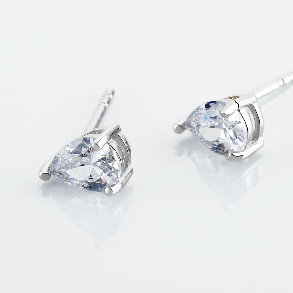 Boucles D'oreilles Puces Clarysse Argent Blanc Oxyde De Zirconium - Boucles d'oreilles fantaisie Femme | Histoire d&rsquo;Or