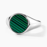 Chevali&egrave;re Argent Blanc Aileas Malachite - Bagues solitaires Homme | Histoire d&rsquo;Or