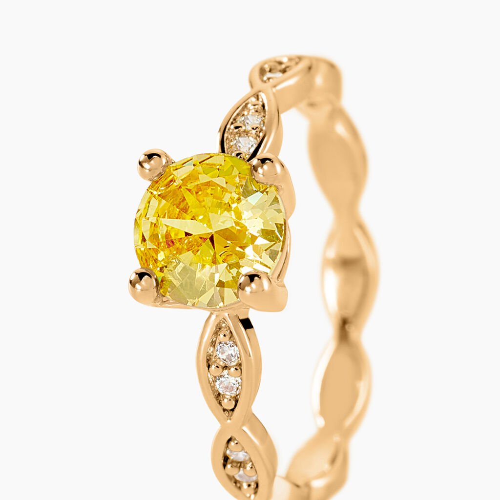 Bague Kurt Plaqu&eacute; Or Jaune Oxyde De Zirconium - Bagues solitaires Femme | Histoire d&rsquo;Or