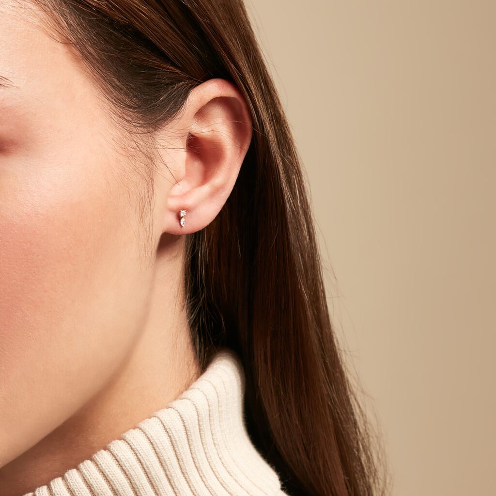 Boucles D'oreilles Puces Huey Or Jaune Oxyde De Zirconium - Clous d'oreilles Femme | Histoire d’Or