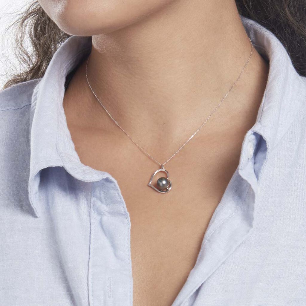 Collier Gian Or Blanc Perle De Tahiti Diamant - Colliers Femme | Histoire d’Or